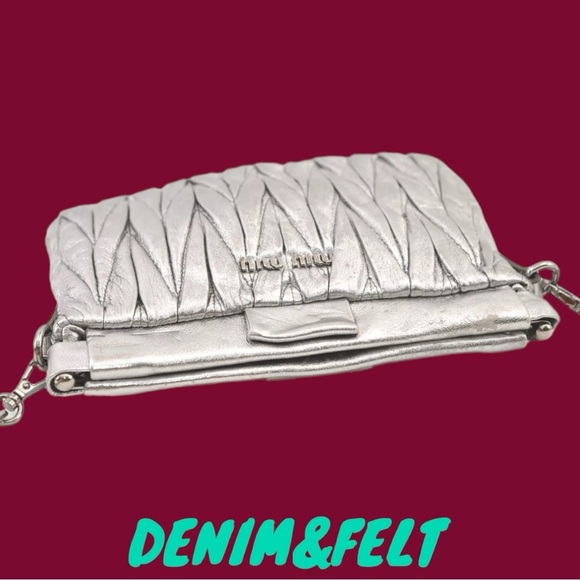 🩶MIU MIU Metallic Matelasse Silver Leather Chain Crossbody Bag/Purse | PRELOVED - Picture 5 of 16